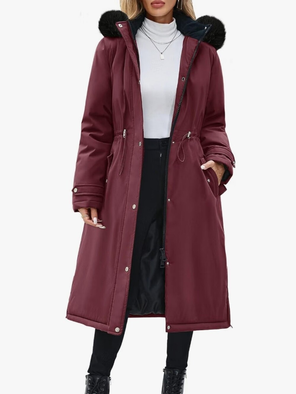 Long Winter Coats Puffer Fleece Lined Parka